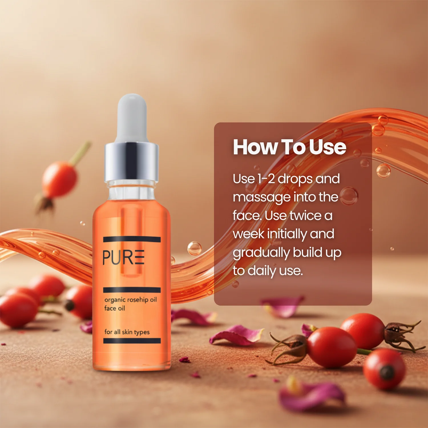PURE Organic Cold-Pressed Rosehip Face Oil (30ml) - Image 4